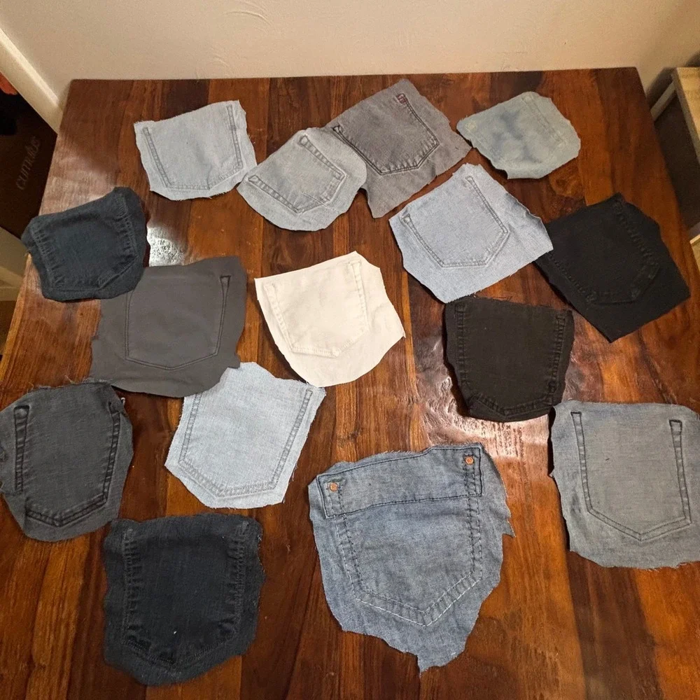 15pc Denim Pocket Lot Assorted Jean Pockets Crafting Upcycling DIY Scrap Fabric